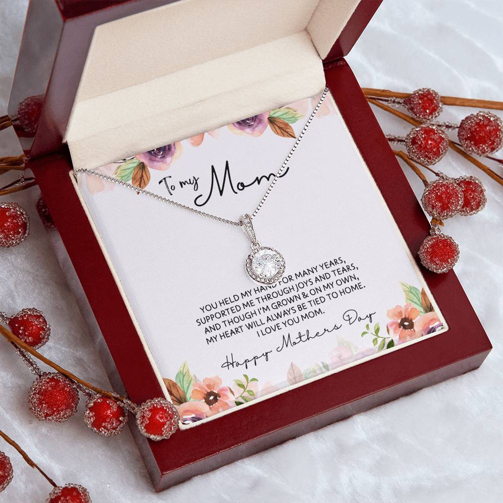 To Mom - Mother's Day Necklace - “My Heart Will Always Be Tied to Home” - Eternal Hope Necklace Gift Set - Design Light 6.3