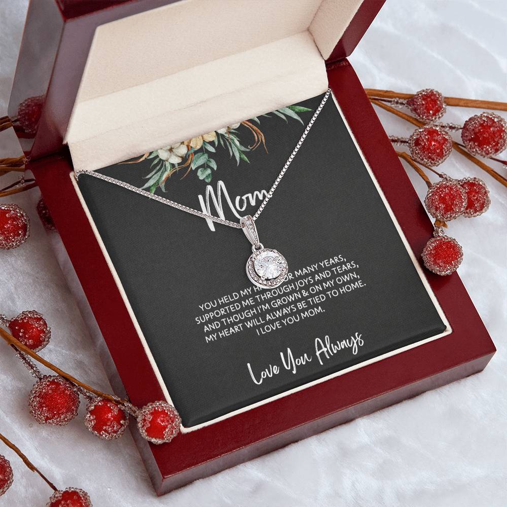 To Mom - Mother's Day Necklace - “My Heart Will Always Be Tied to Home” - Eternal Hope Necklace Gift Set - Design Dark 6.2