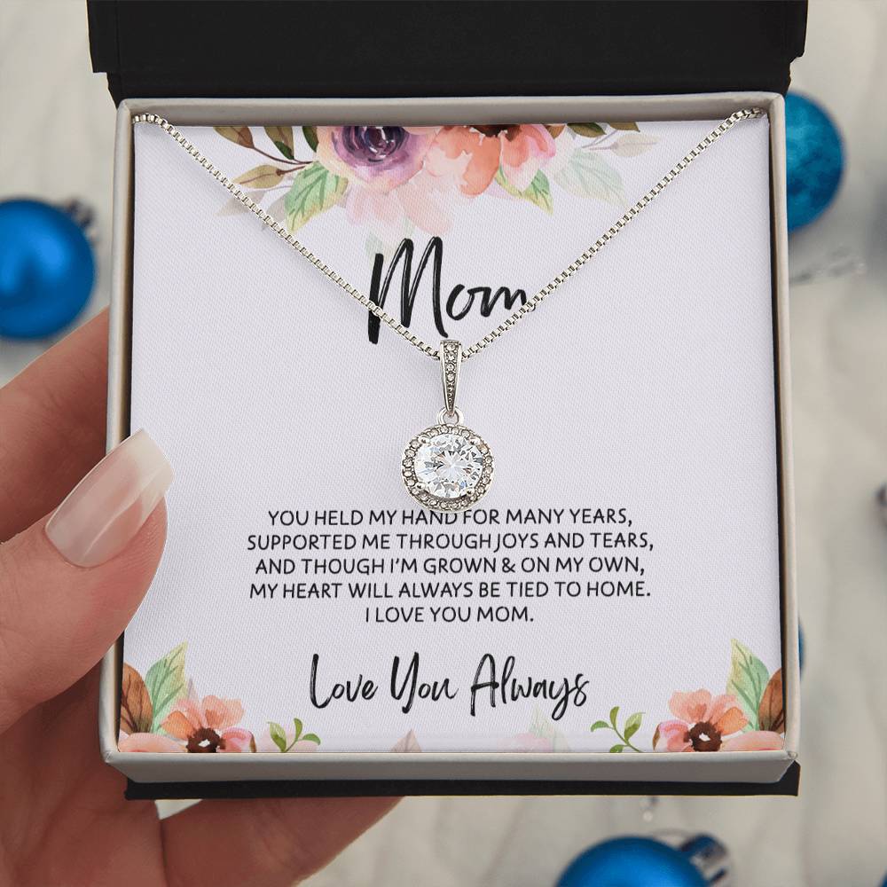 To Mom - Mother's Day Necklace - “My Heart Will Always Be Tied to Home” - Eternal Hope Necklace Gift Set - Design Light 6.2