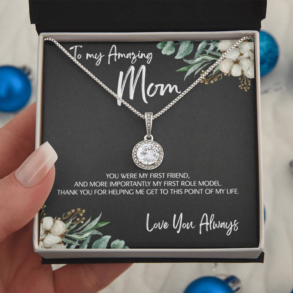 To Mom - Mother's Day Necklace - “You Were My First Friend” - Eternal Hope Necklace Gift Set - Design Dark 5.1