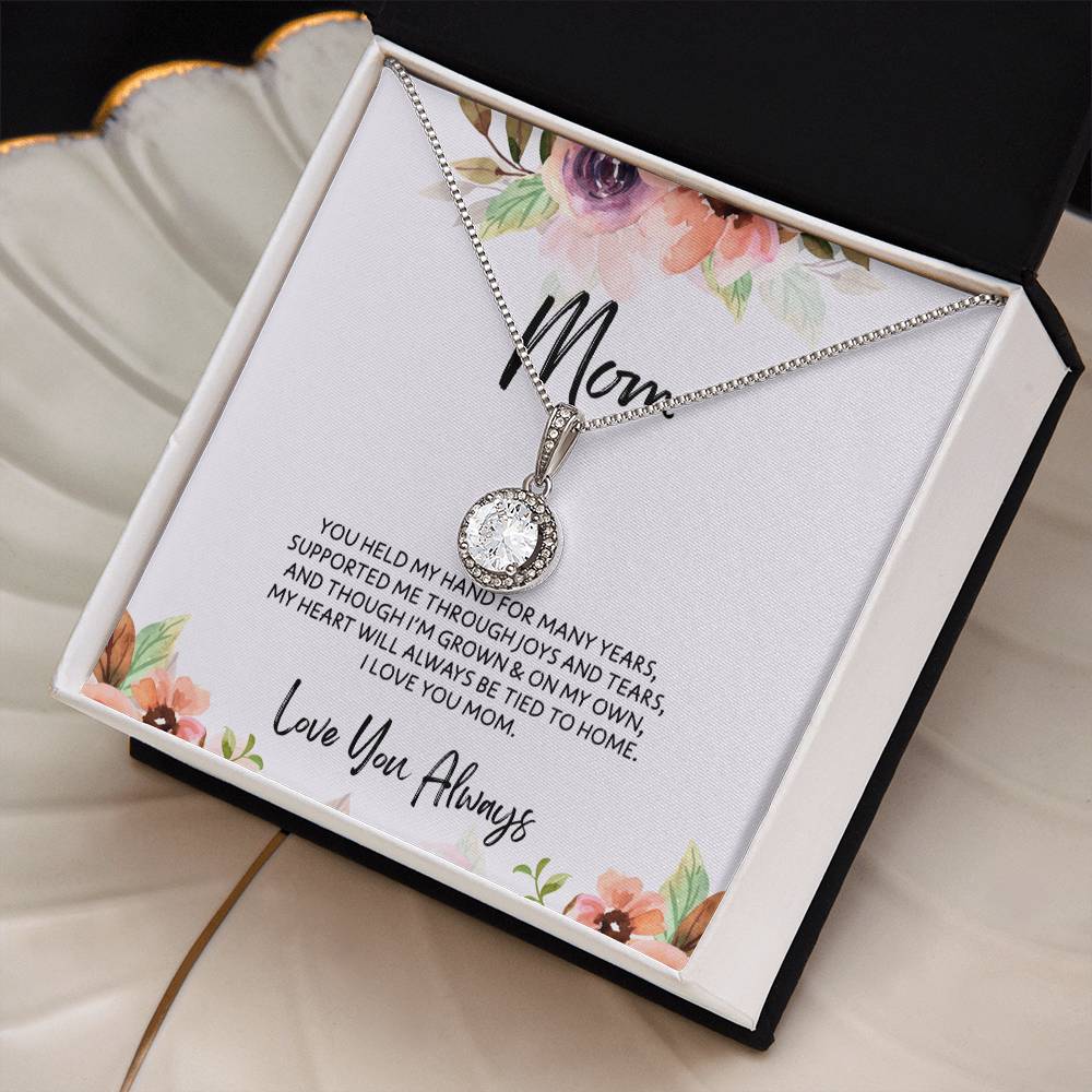 To Mom - Mother's Day Necklace - “My Heart Will Always Be Tied to Home” - Eternal Hope Necklace Gift Set - Design Light 6.2