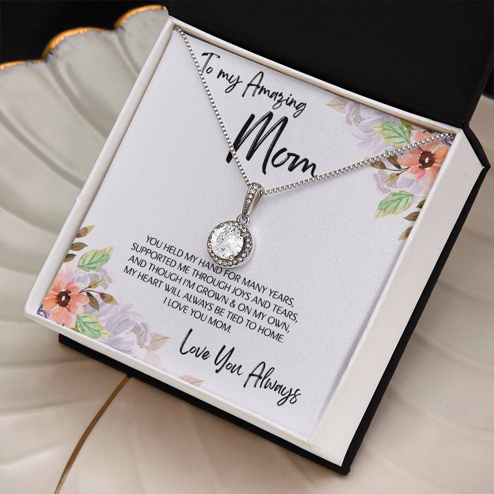 To Mom - Mother's Day Necklace - “My Heart Will Always Be Tied to Home” - Eternal Hope Necklace Gift Set - Design Light 6.1