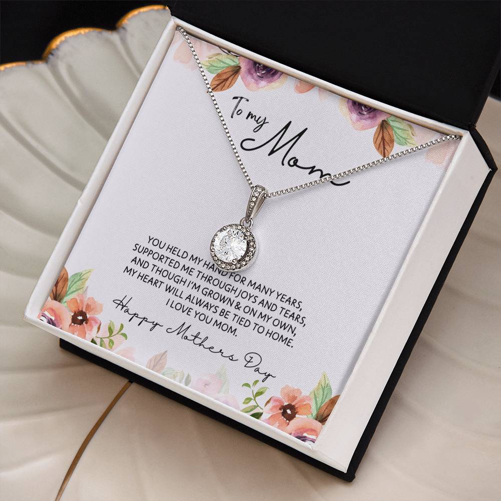 To Mom - Mother's Day Necklace - “My Heart Will Always Be Tied to Home” - Eternal Hope Necklace Gift Set - Design Light 6.3
