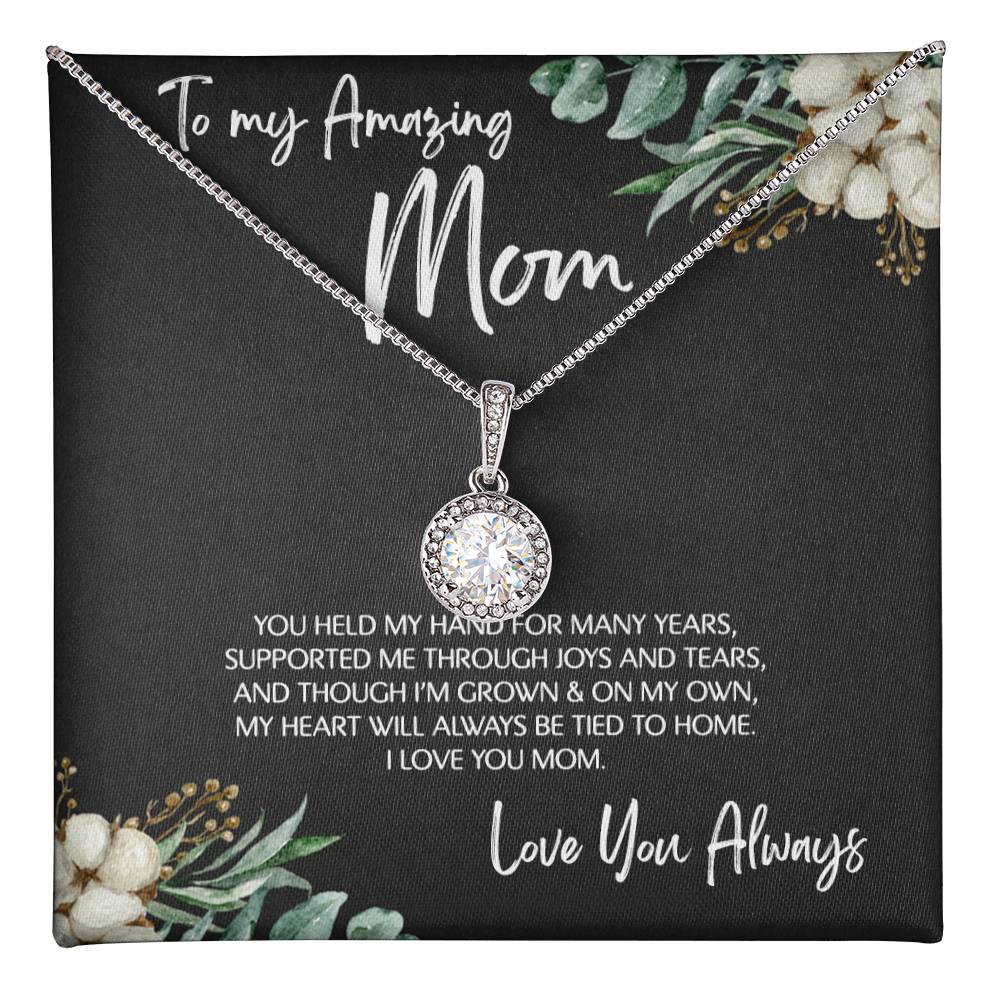 To Mom - Mother's Day Necklace - “My Heart Will Always Be Tied to Home” - Eternal Hope Necklace Gift Set - Design Dark 6.1