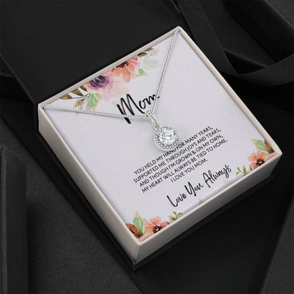 To Mom - Mother's Day Necklace - “My Heart Will Always Be Tied to Home” - Eternal Hope Necklace Gift Set - Design Light 6.2