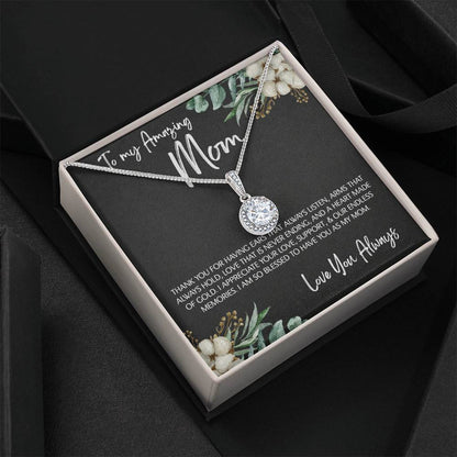 To Mom - Mother's Day Necklace - “I Am So Blessed to Have You As My Mom” - Eternal Hope Necklace Gift Set - Design Dark 10.1