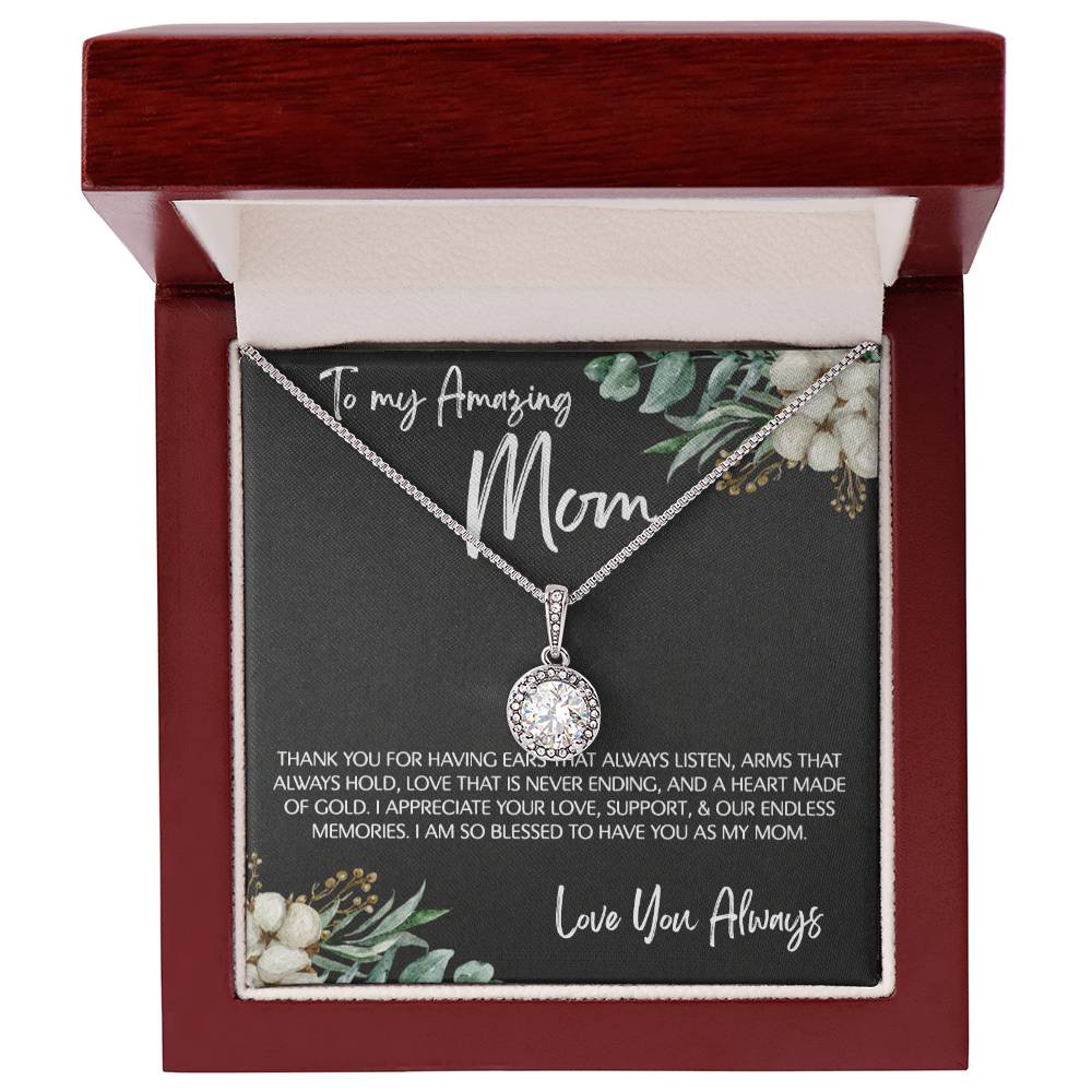 To Mom - Mother's Day Necklace - “I Am So Blessed to Have You As My Mom” - Eternal Hope Necklace Gift Set - Design Dark 10.1