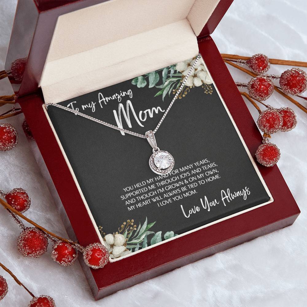 To Mom - Mother's Day Necklace - “My Heart Will Always Be Tied to Home” - Eternal Hope Necklace Gift Set - Design Dark 6.1