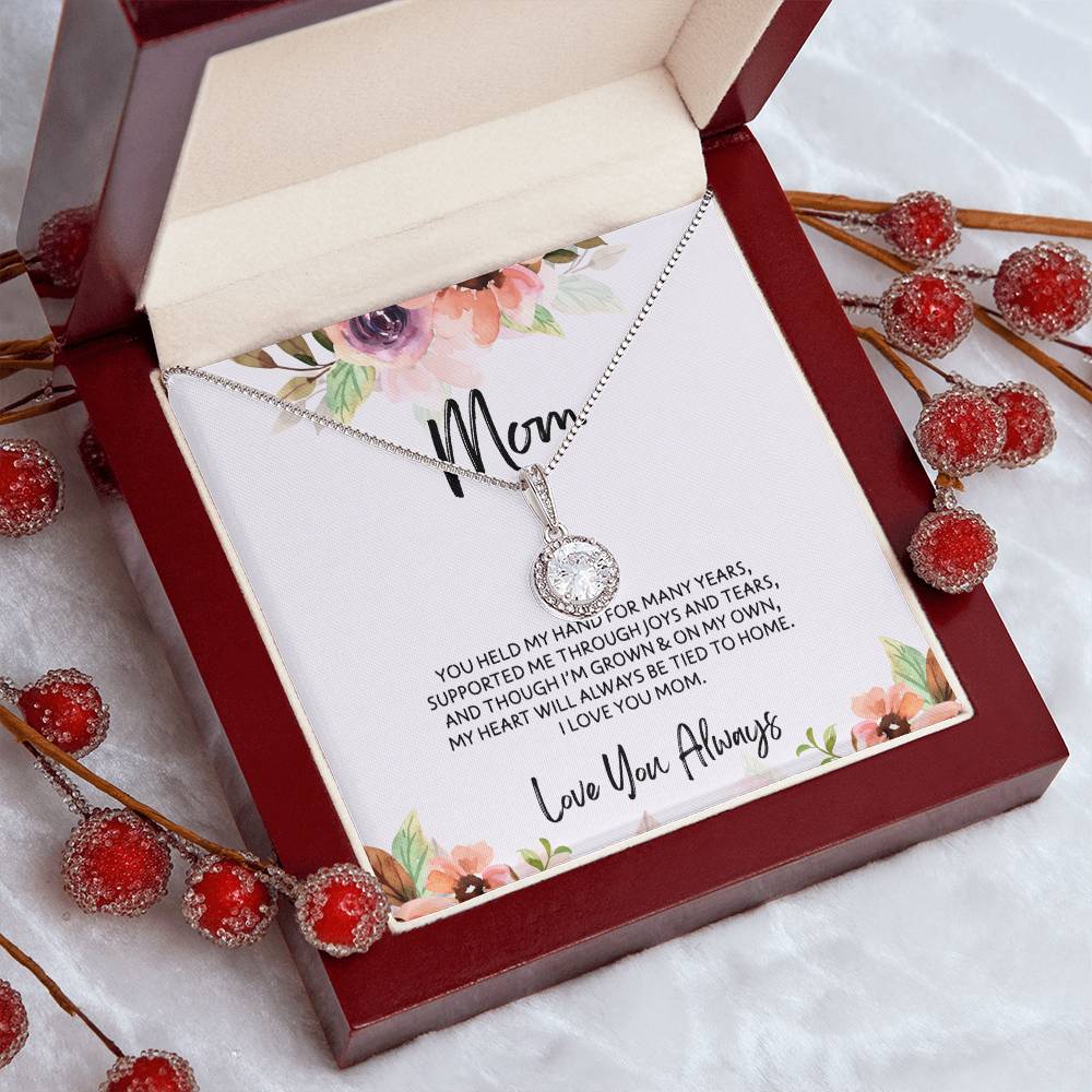 To Mom - Mother's Day Necklace - “My Heart Will Always Be Tied to Home” - Eternal Hope Necklace Gift Set - Design Light 6.2