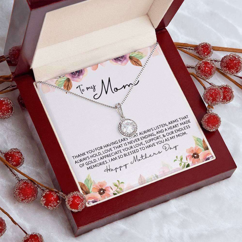 To Mom - Mother's Day Necklace - “I Am So Blessed to Have You As My Mom” - Eternal Hope Necklace Gift Set - Design Light 10.3