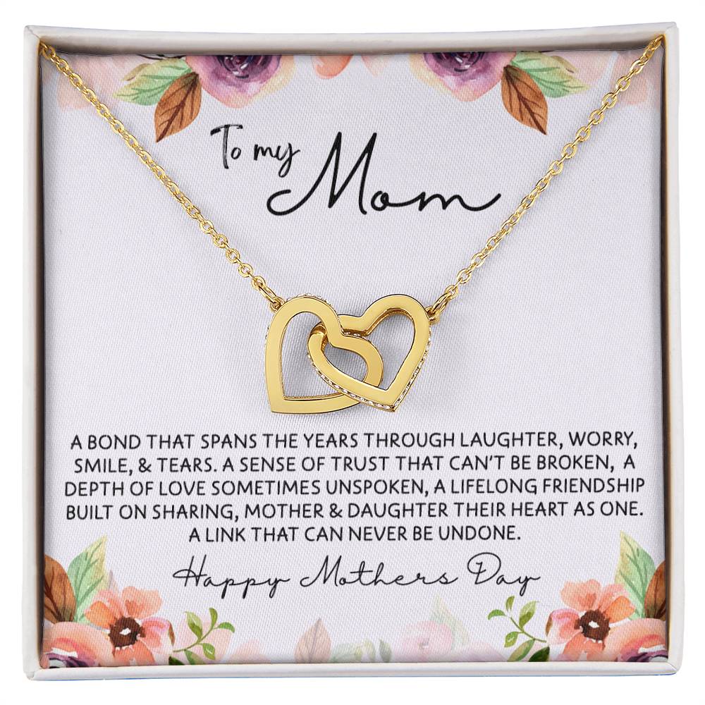 To Mom from Daughter - Mother's Day Necklace - “Link that Can Never Be Undone” - Interlocking Hearts Necklace Gift Set - Design Light 10.3