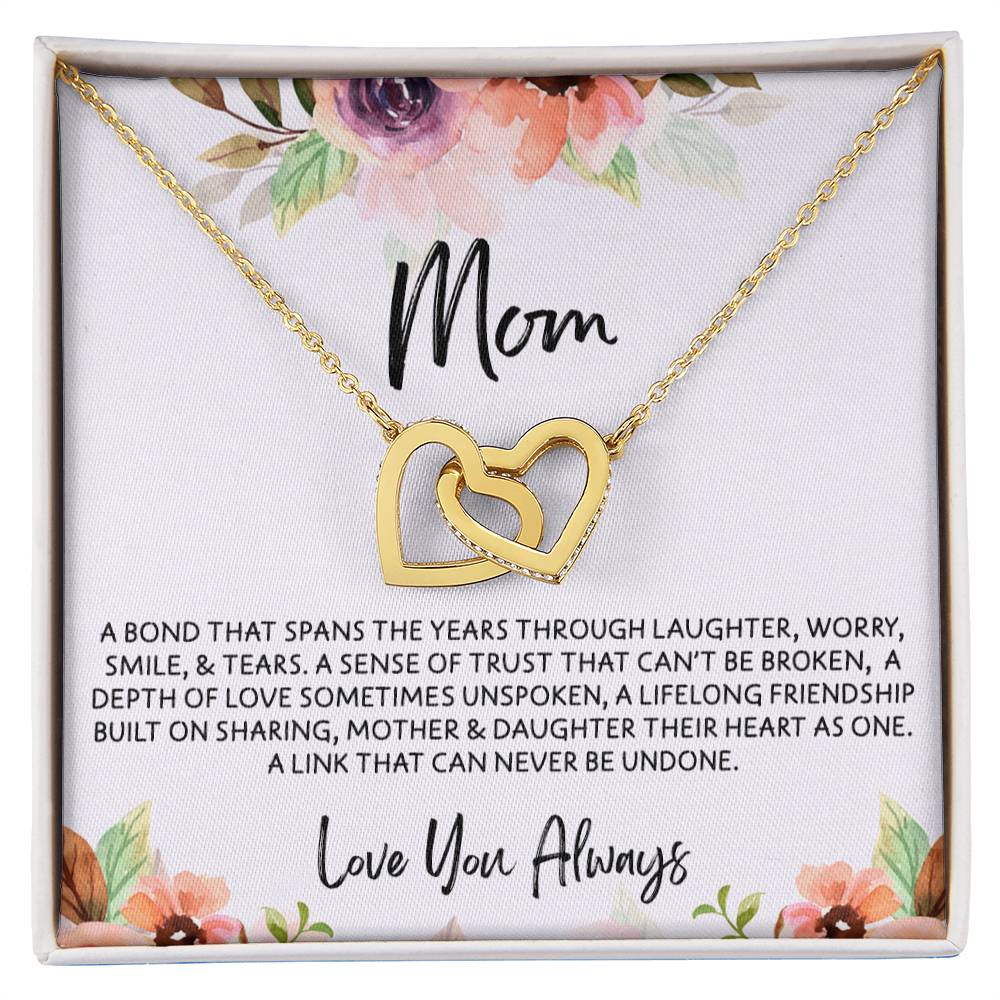 To Mom from Daughter - Mother's Day Necklace - “Link that Can Never Be Undone” - Interlocking Hearts Necklace Gift Set - Design Light 10.2