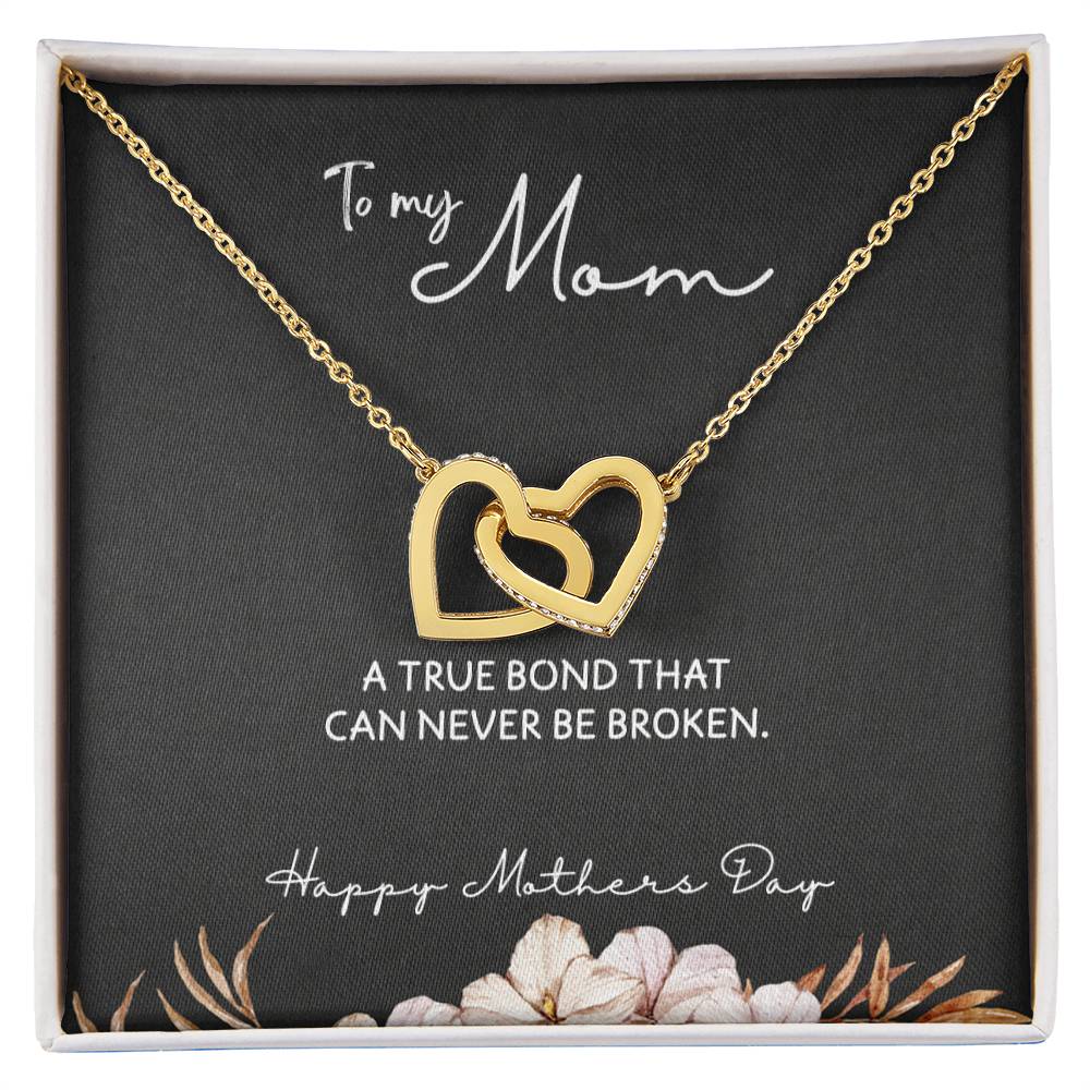 To Mom from Daughter - Mother's Day Necklace - “A True Bond That Can Never Be Broken” - Interlocking Hearts Necklace Gift Set - Design Dark 1.3