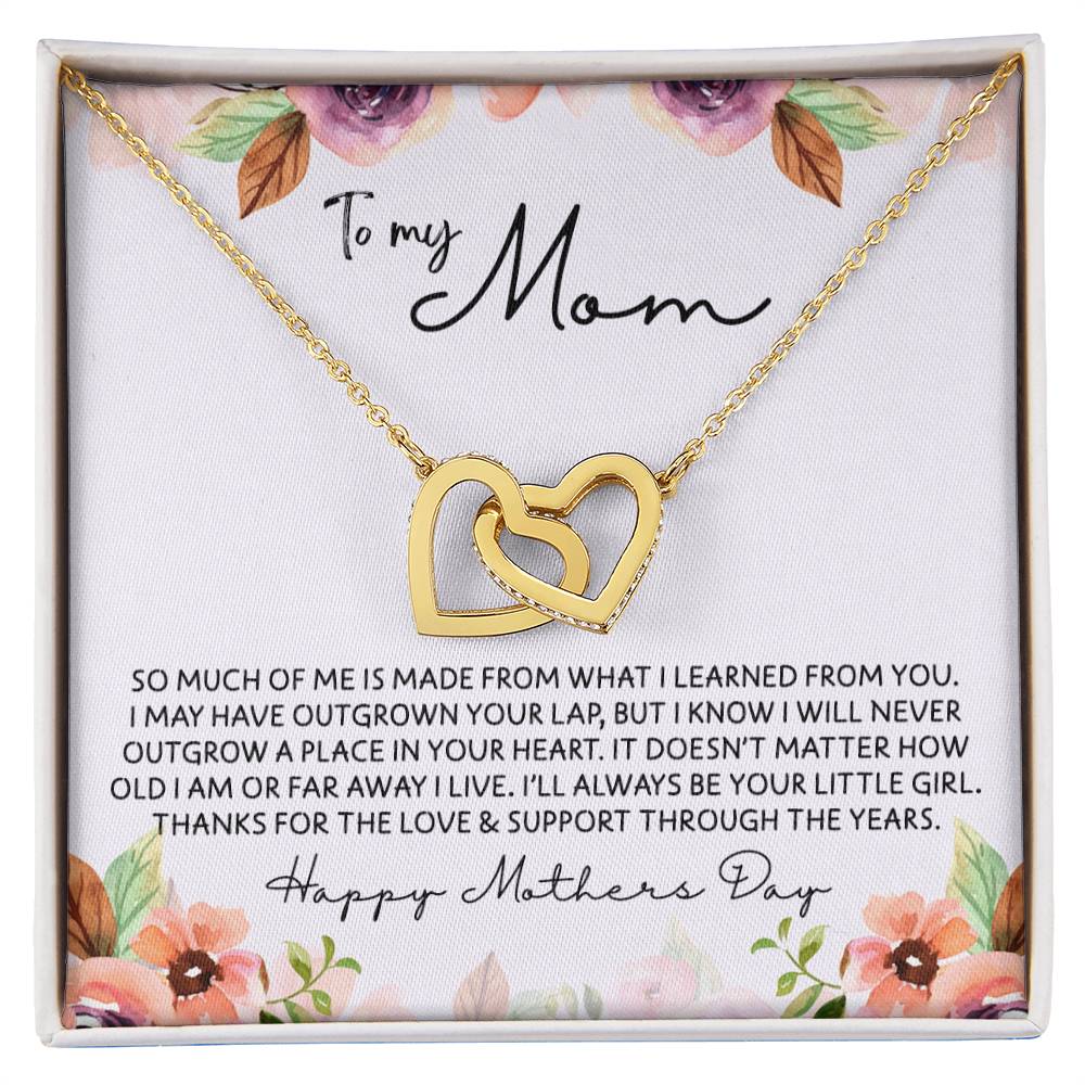 To Mom - Mother's Day Necklace - "I'll Always Be Your Little Girl" - Interlocking Hearts Necklace Gift Set - Design Light 4.3