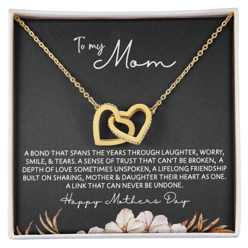 To Mom from Daughter - Mother's Day Necklace - “Link that Can Never Be Undone” - Interlocking Hearts Necklace Gift Set - Design Dark 10.3
