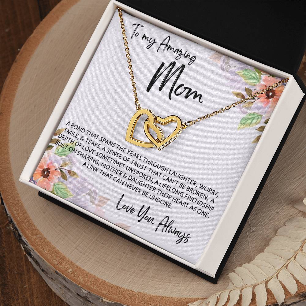 To Mom from Daughter - Mother's Day Necklace - “Link that Can Never Be Undone” - Interlocking Hearts Necklace Gift Set - Design Light 10.1