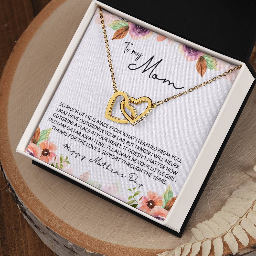 To Mom - Mother's Day Necklace - "I'll Always Be Your Little Girl" - Interlocking Hearts Necklace Gift Set - Design Light 4.3