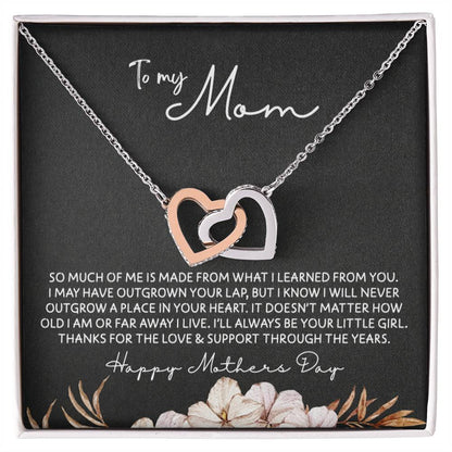 To Mom - Mother's Day Necklace - "I'll Always Be Your Little Girl" - Interlocking Hearts Necklace Gift Set - Design Dark 4.3