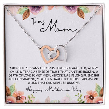To Mom from Daughter - Mother's Day Necklace - “Link that Can Never Be Undone” - Interlocking Hearts Necklace Gift Set - Design Light 10.3