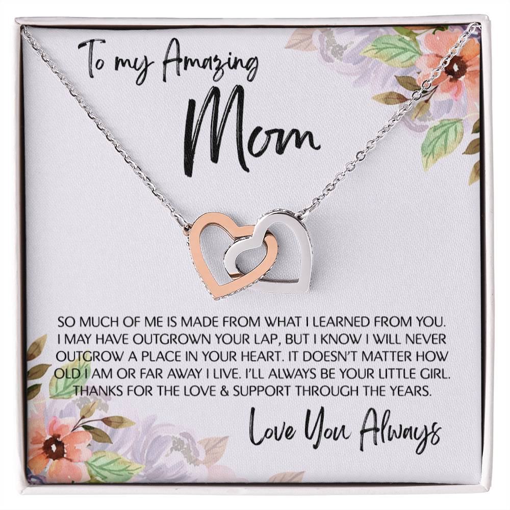 To Mom - Mother's Day Necklace - "I'll Always Be Your Little Girl" - Interlocking Hearts Necklace Gift Set - Design Light 4.1