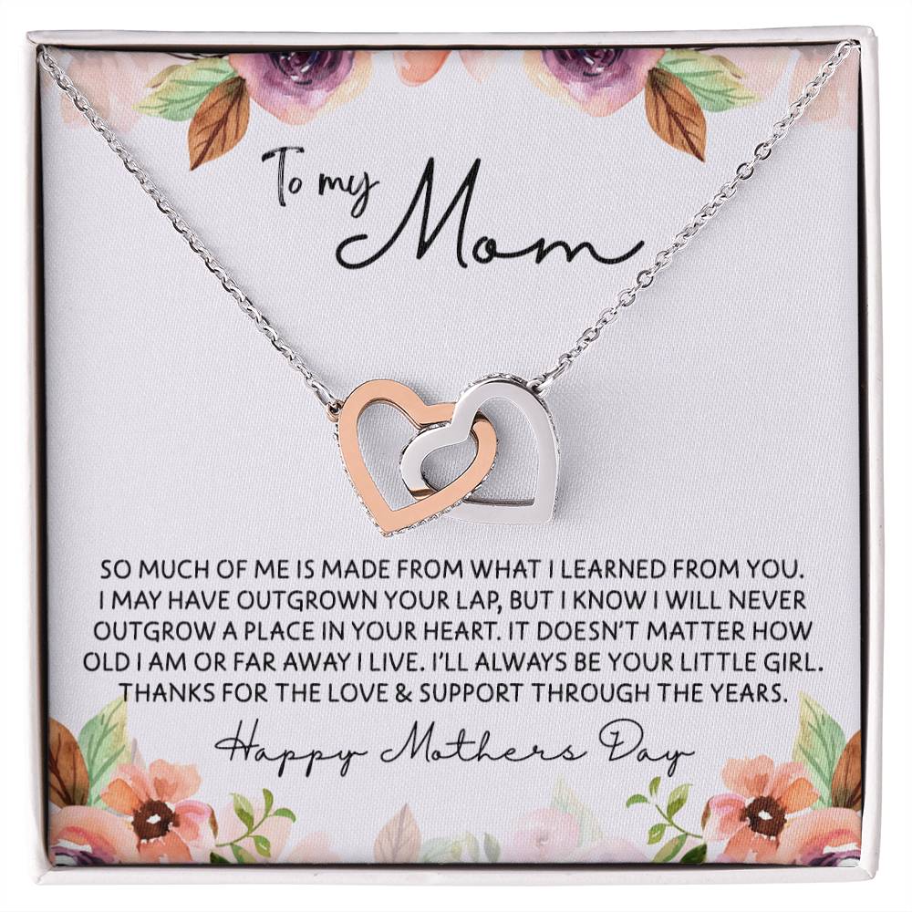 To Mom - Mother's Day Necklace - "I'll Always Be Your Little Girl" - Interlocking Hearts Necklace Gift Set - Design Light 4.3