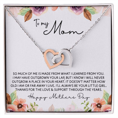 To Mom - Mother's Day Necklace - "I'll Always Be Your Little Girl" - Interlocking Hearts Necklace Gift Set - Design Light 4.3