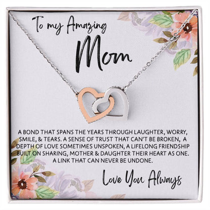 To Mom from Daughter - Mother's Day Necklace - “Link that Can Never Be Undone” - Interlocking Hearts Necklace Gift Set - Design Light 10.1