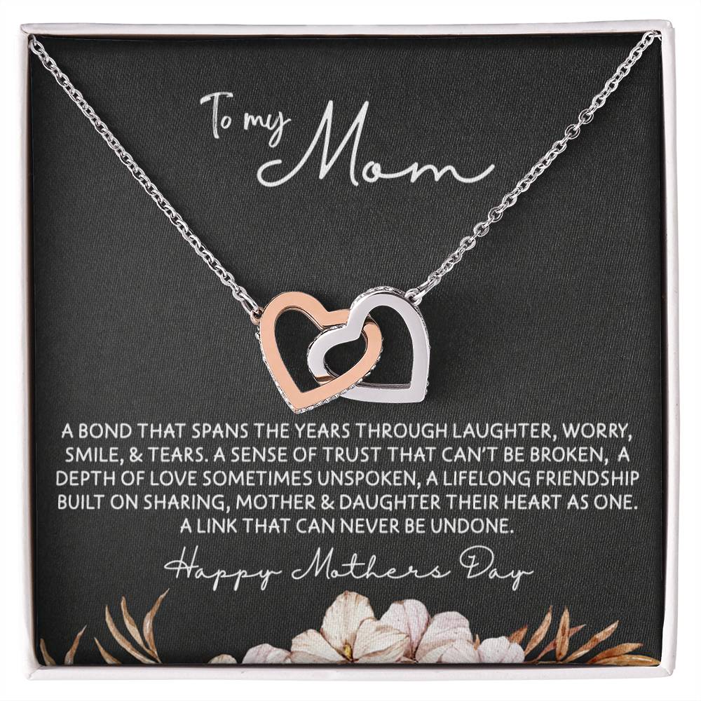 To Mom from Daughter - Mother's Day Necklace - “Link that Can Never Be Undone” - Interlocking Hearts Necklace Gift Set - Design Dark 10.3