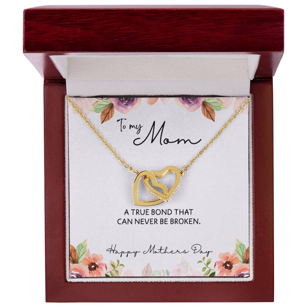 To Mom from Daughter - Mother's Day Necklace - “A True Bond That Can Never Be Broken” - Interlocking Hearts Necklace Gift Set - Design Light 1.3