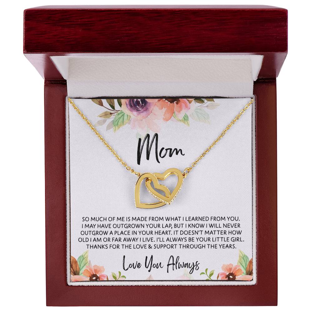 To Mom - Mother's Day Necklace - "I'll Always Be Your Little Girl" - Interlocking Hearts Necklace Gift Set - Design Light 4.2