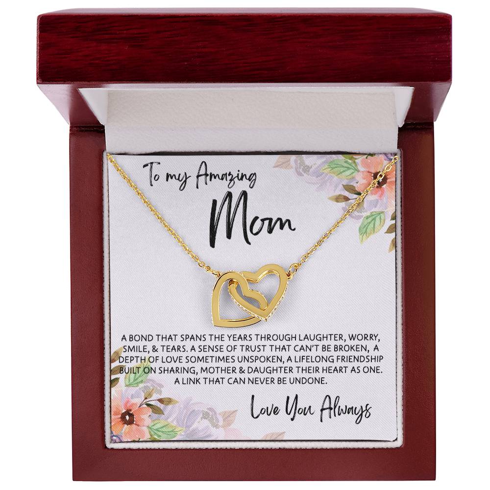 To Mom from Daughter - Mother's Day Necklace - “Link that Can Never Be Undone” - Interlocking Hearts Necklace Gift Set - Design Light 10.1