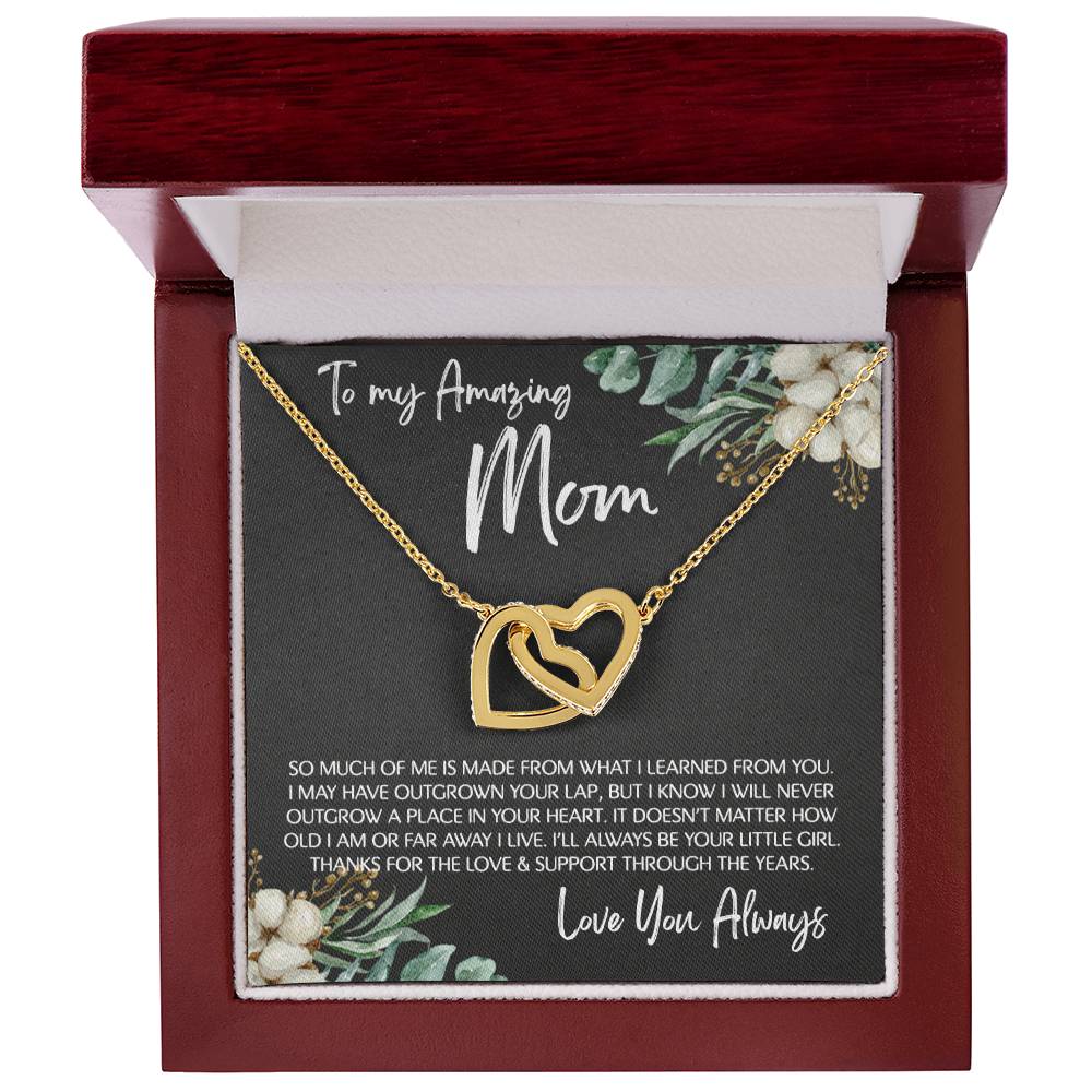 To Mom - Mother's Day Necklace - "I'll Always Be Your Little Girl" - Interlocking Hearts Necklace Gift Set - Design Dark 4.