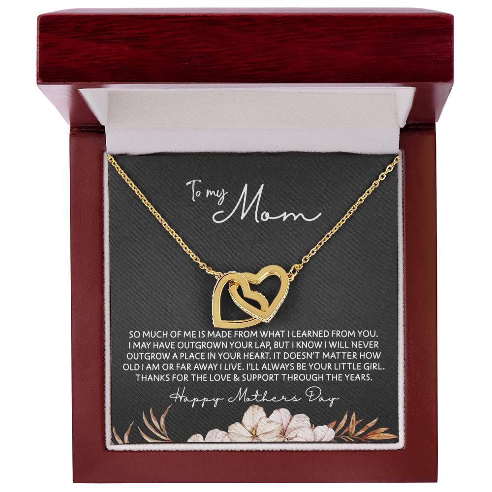 To Mom - Mother's Day Necklace - "I'll Always Be Your Little Girl" - Interlocking Hearts Necklace Gift Set - Design Dark 4.3