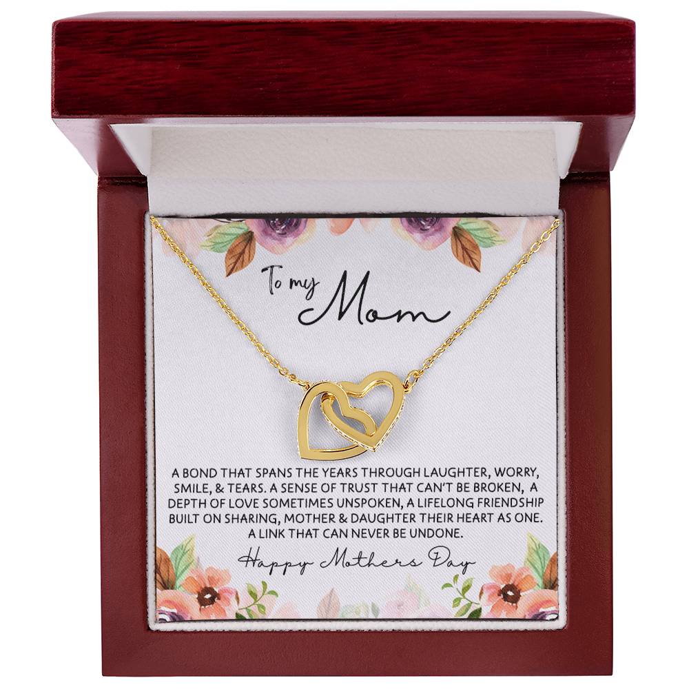 To Mom from Daughter - Mother's Day Necklace - “Link that Can Never Be Undone” - Interlocking Hearts Necklace Gift Set - Design Light 10.3