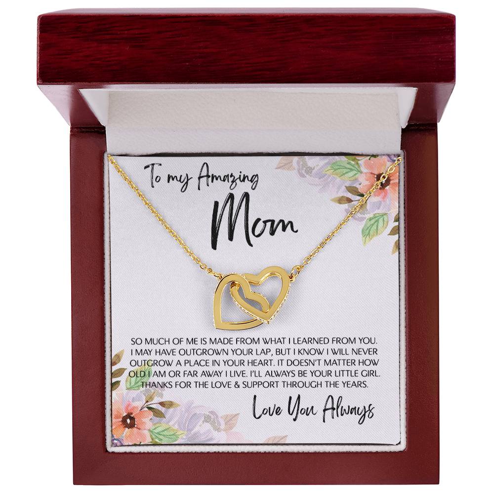 To Mom - Mother's Day Necklace - "I'll Always Be Your Little Girl" - Interlocking Hearts Necklace Gift Set - Design Light 4.1