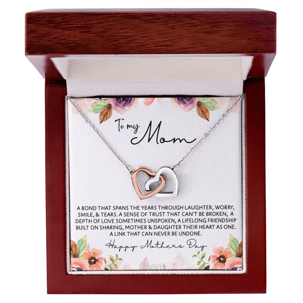 To Mom from Daughter - Mother's Day Necklace - “Link that Can Never Be Undone” - Interlocking Hearts Necklace Gift Set - Design Light 10.3