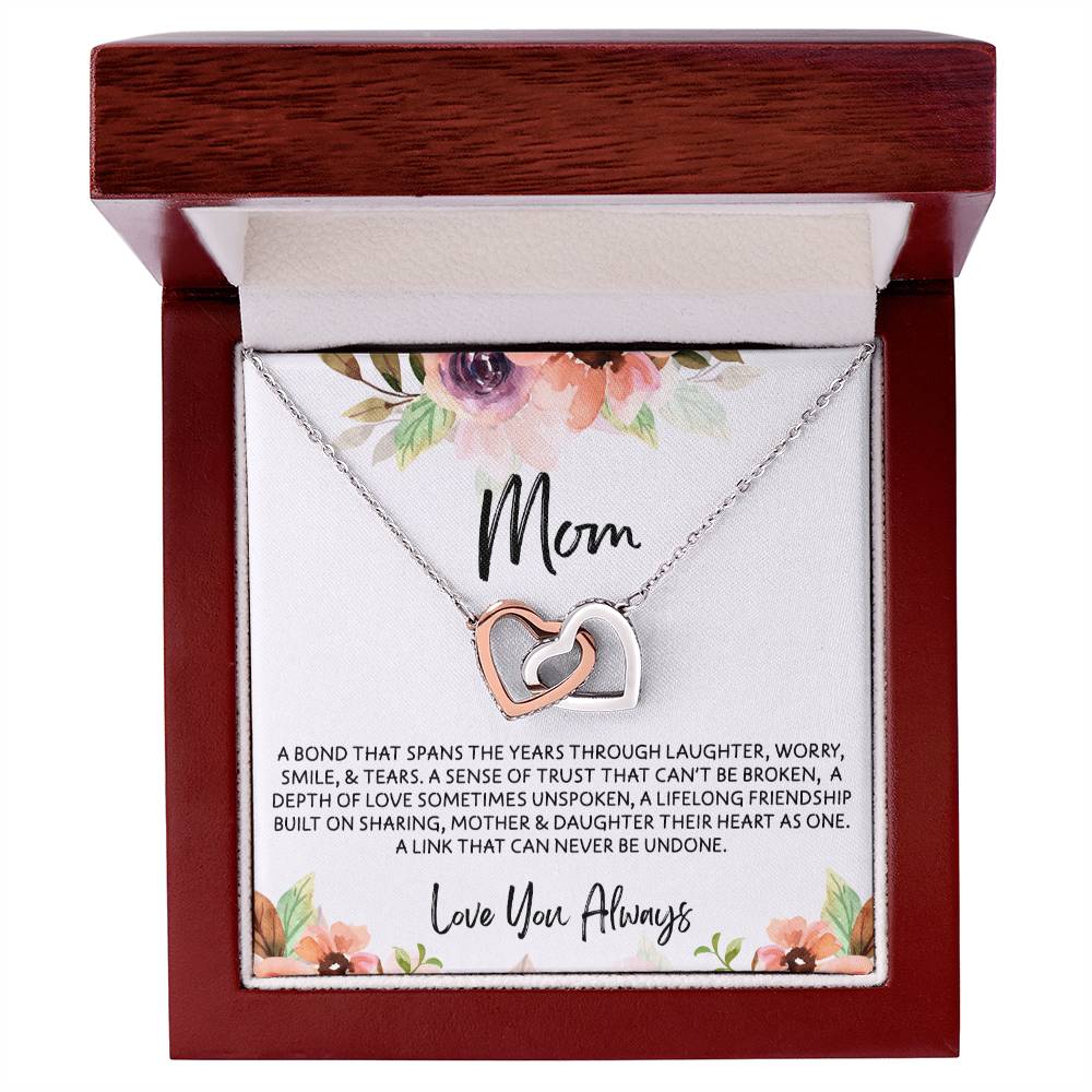 To Mom from Daughter - Mother's Day Necklace - “Link that Can Never Be Undone” - Interlocking Hearts Necklace Gift Set - Design Light 10.2