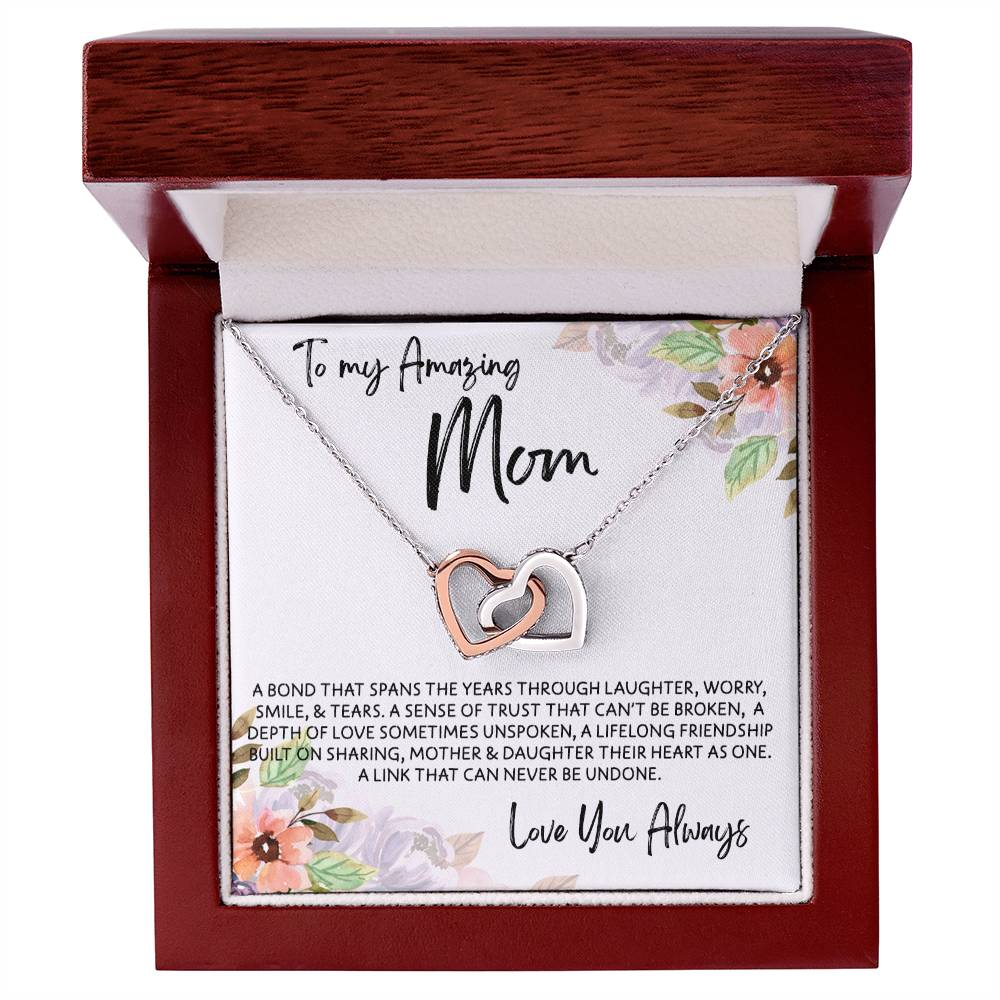 To Mom from Daughter - Mother's Day Necklace - “Link that Can Never Be Undone” - Interlocking Hearts Necklace Gift Set - Design Light 10.1