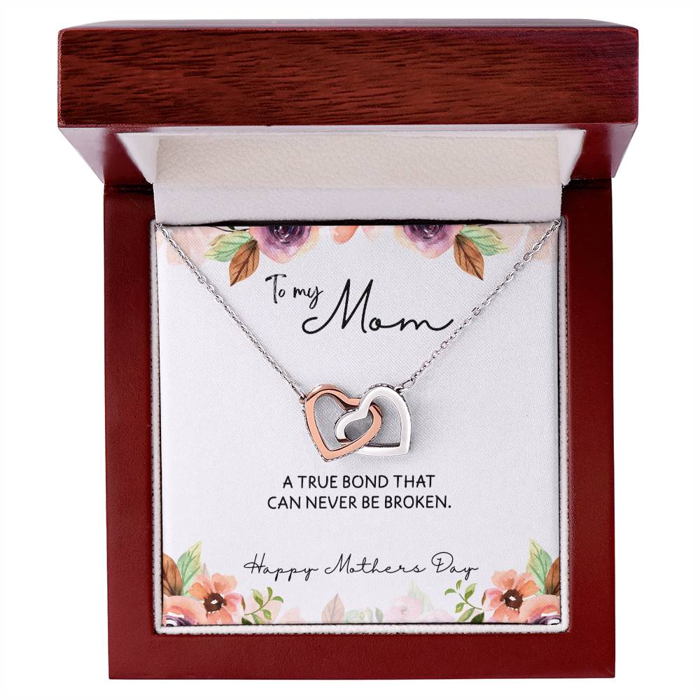 To Mom from Daughter - Mother's Day Necklace - “A True Bond That Can Never Be Broken” - Interlocking Hearts Necklace Gift Set - Design Light 1.3