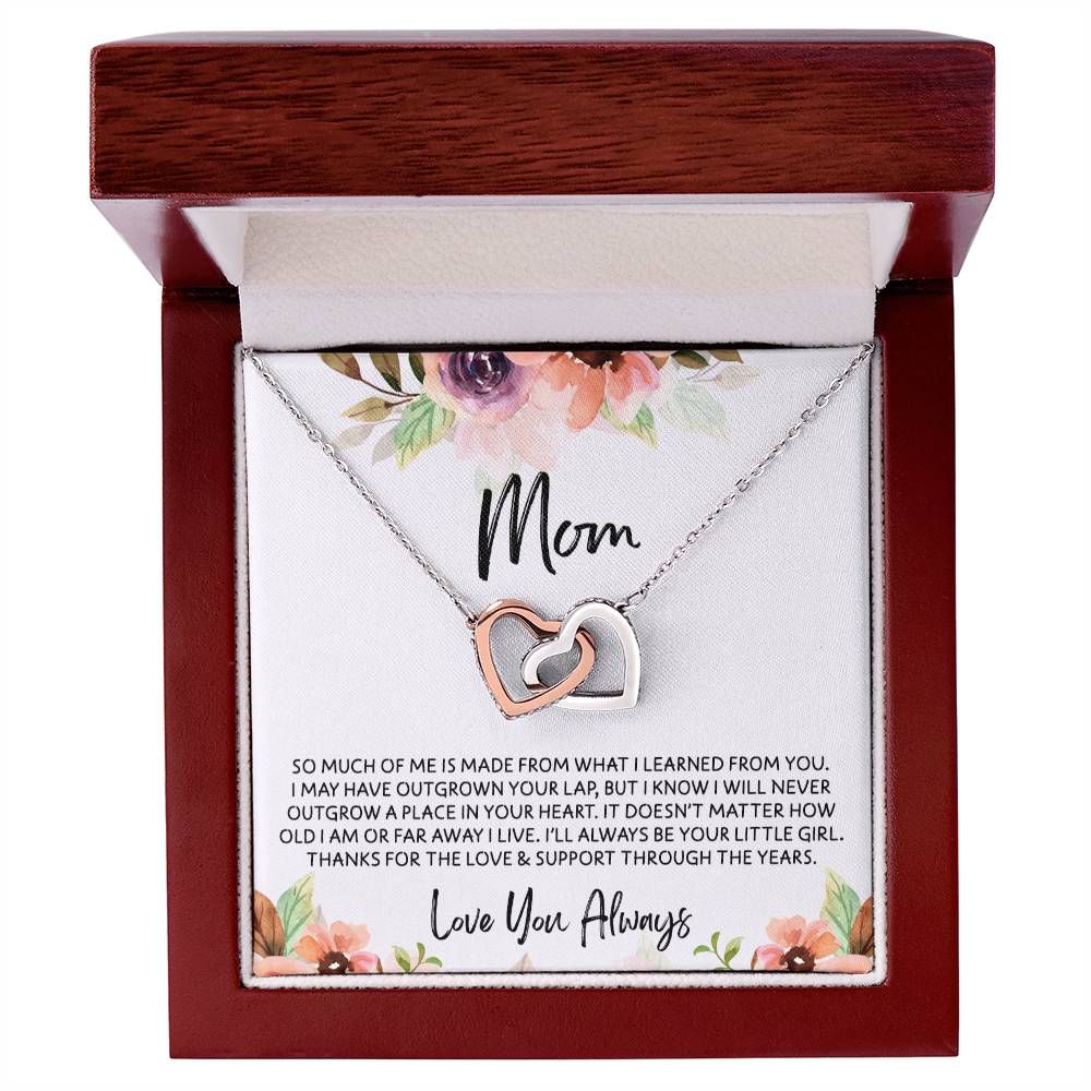 To Mom - Mother's Day Necklace - "I'll Always Be Your Little Girl" - Interlocking Hearts Necklace Gift Set - Design Light 4.2