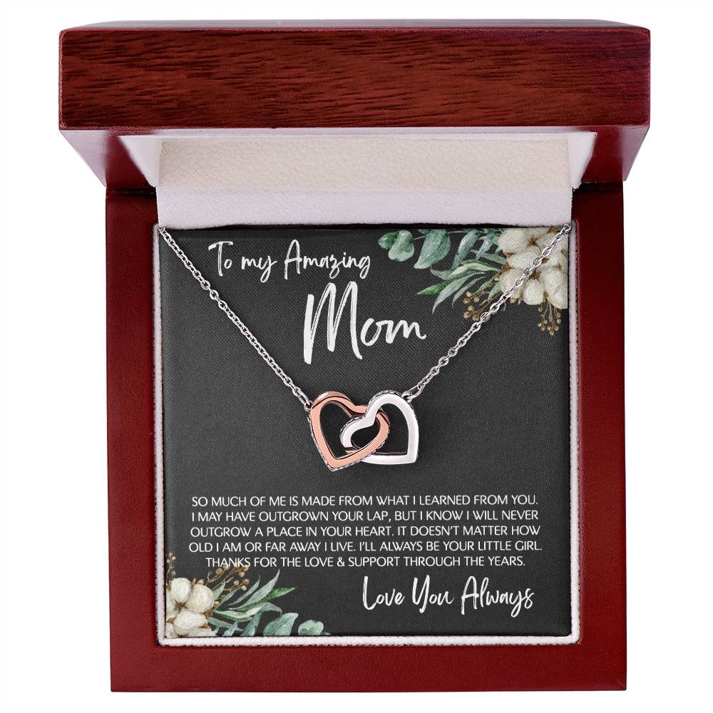To Mom - Mother's Day Necklace - "I'll Always Be Your Little Girl" - Interlocking Hearts Necklace Gift Set - Design Dark 4.