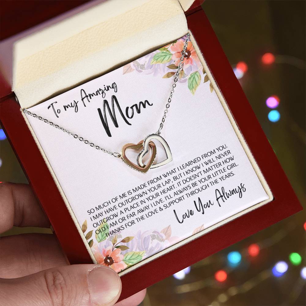 To Mom - Mother's Day Necklace - "I'll Always Be Your Little Girl" - Interlocking Hearts Necklace Gift Set - Design Light 4.1