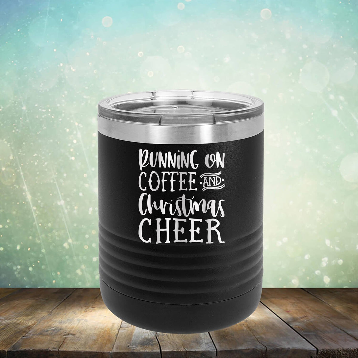 Running on Coffee and Christmas Cheer - Laser Etched Tumbler Mug
