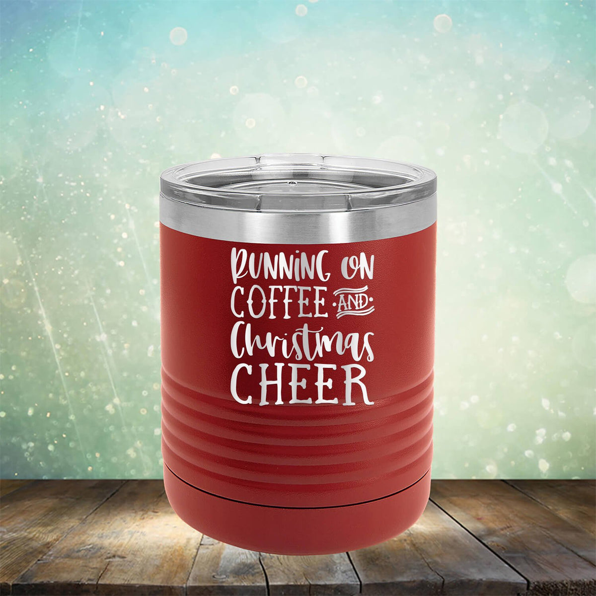 Running on Coffee and Christmas Cheer - Laser Etched Tumbler Mug