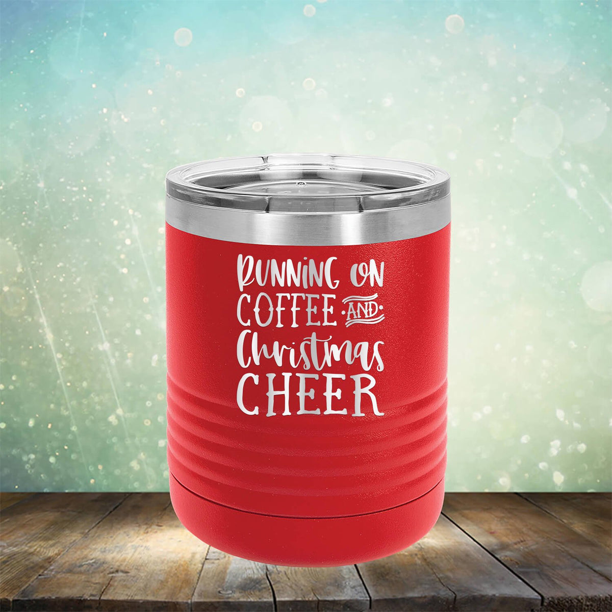 Running on Coffee and Christmas Cheer - Laser Etched Tumbler Mug