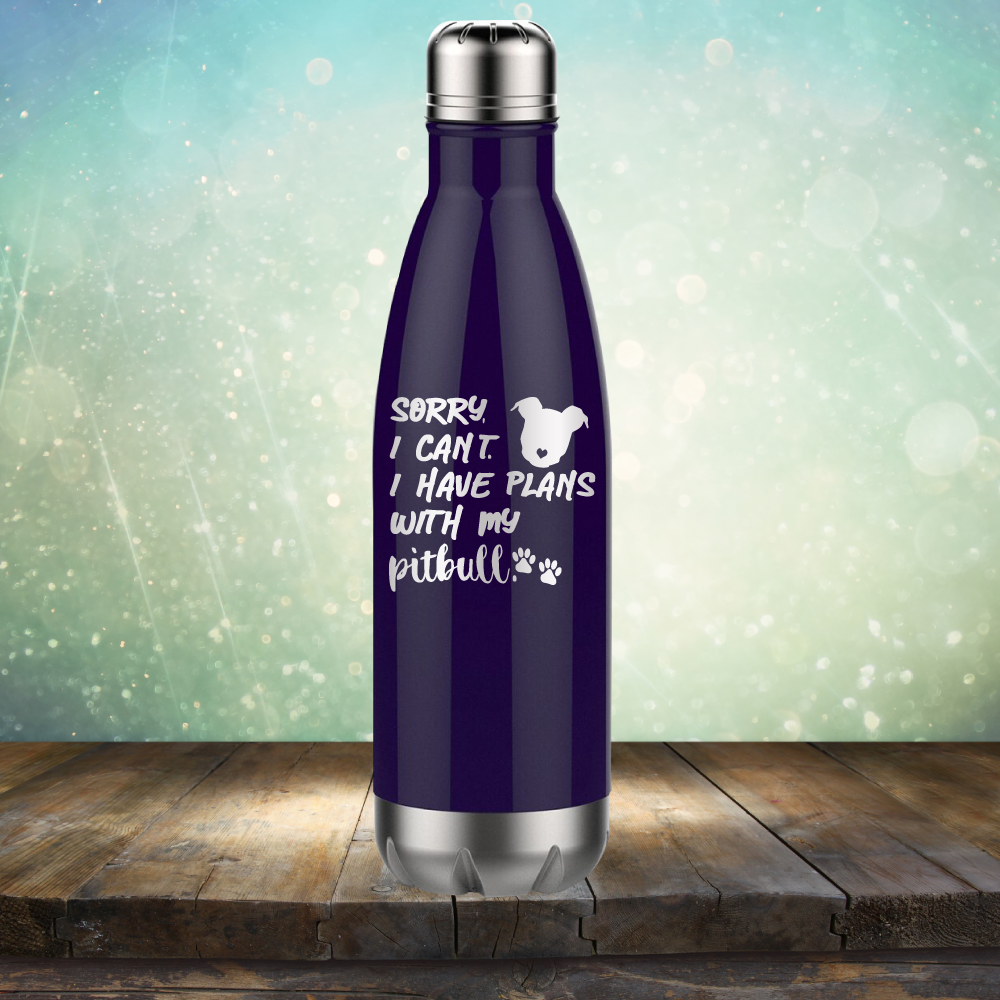 Sorry I Can&#39;t. I have Plans with my Pitbull - Laser Etched Tumbler Mug