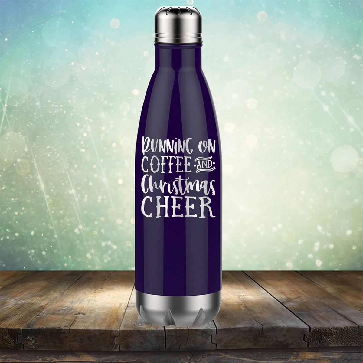 Running on Coffee and Christmas Cheer - Laser Etched Tumbler Mug