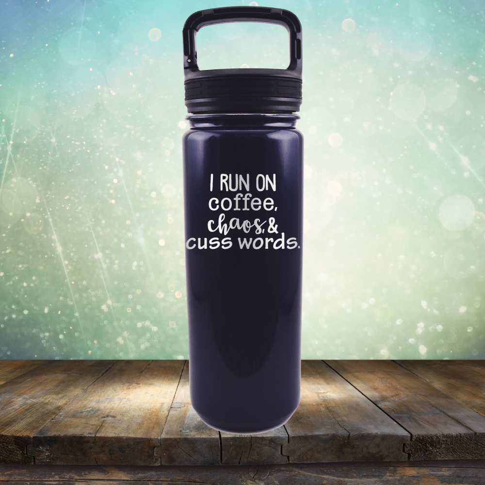 I Run on Coffee, Chaos &amp; Cuss Words - Laser Etched Tumbler Mug