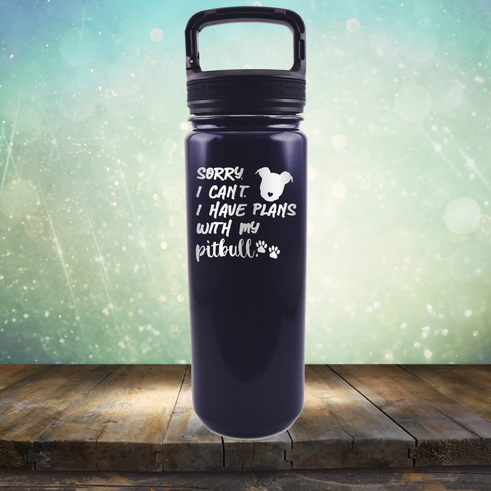 Sorry I Can&#39;t. I have Plans with my Pitbull - Laser Etched Tumbler Mug