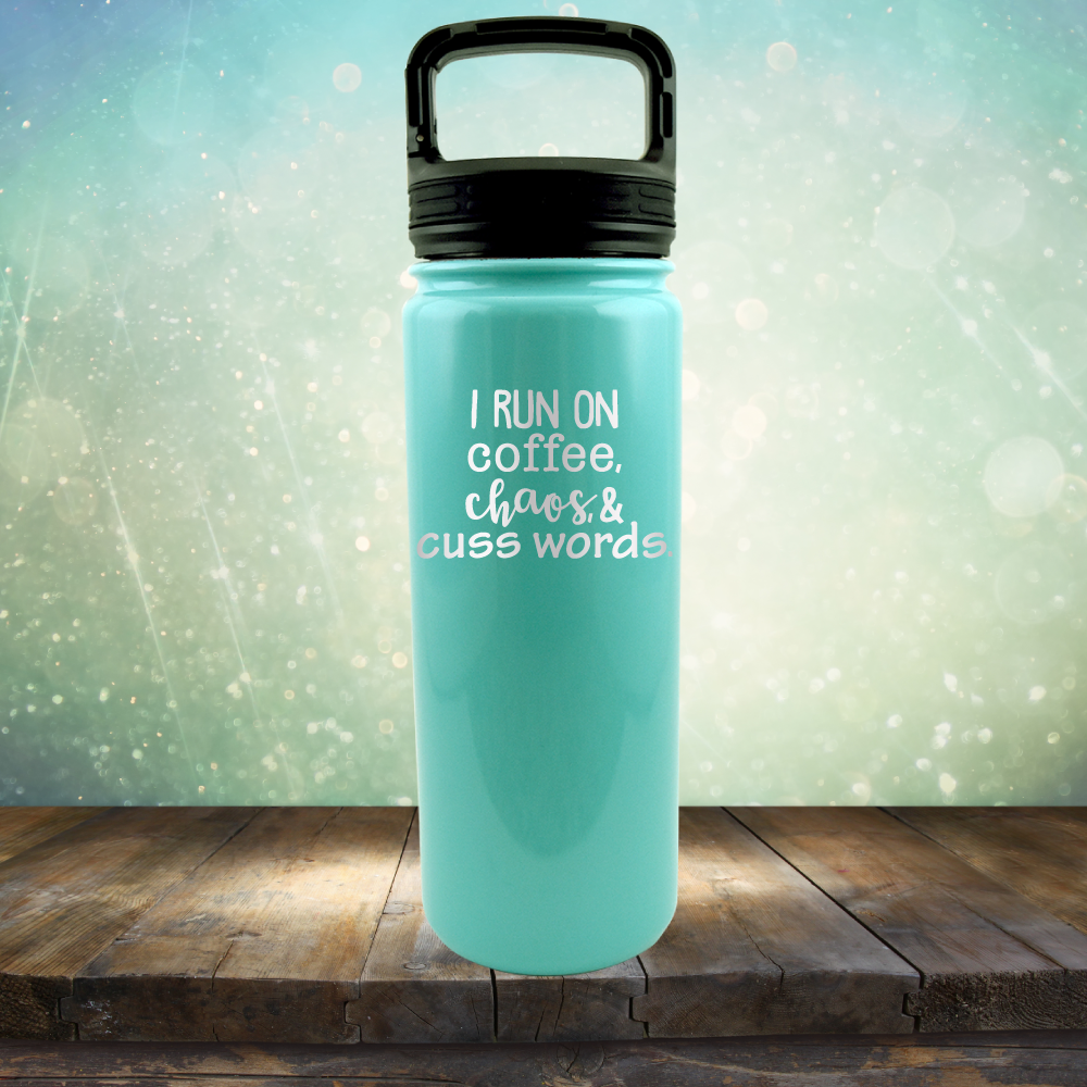 I Run on Coffee, Chaos &amp; Cuss Words - Laser Etched Tumbler Mug